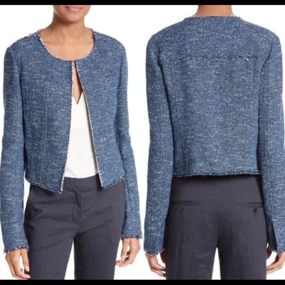 THEORY Ualana Tweed Open Front Blazer Sz 10